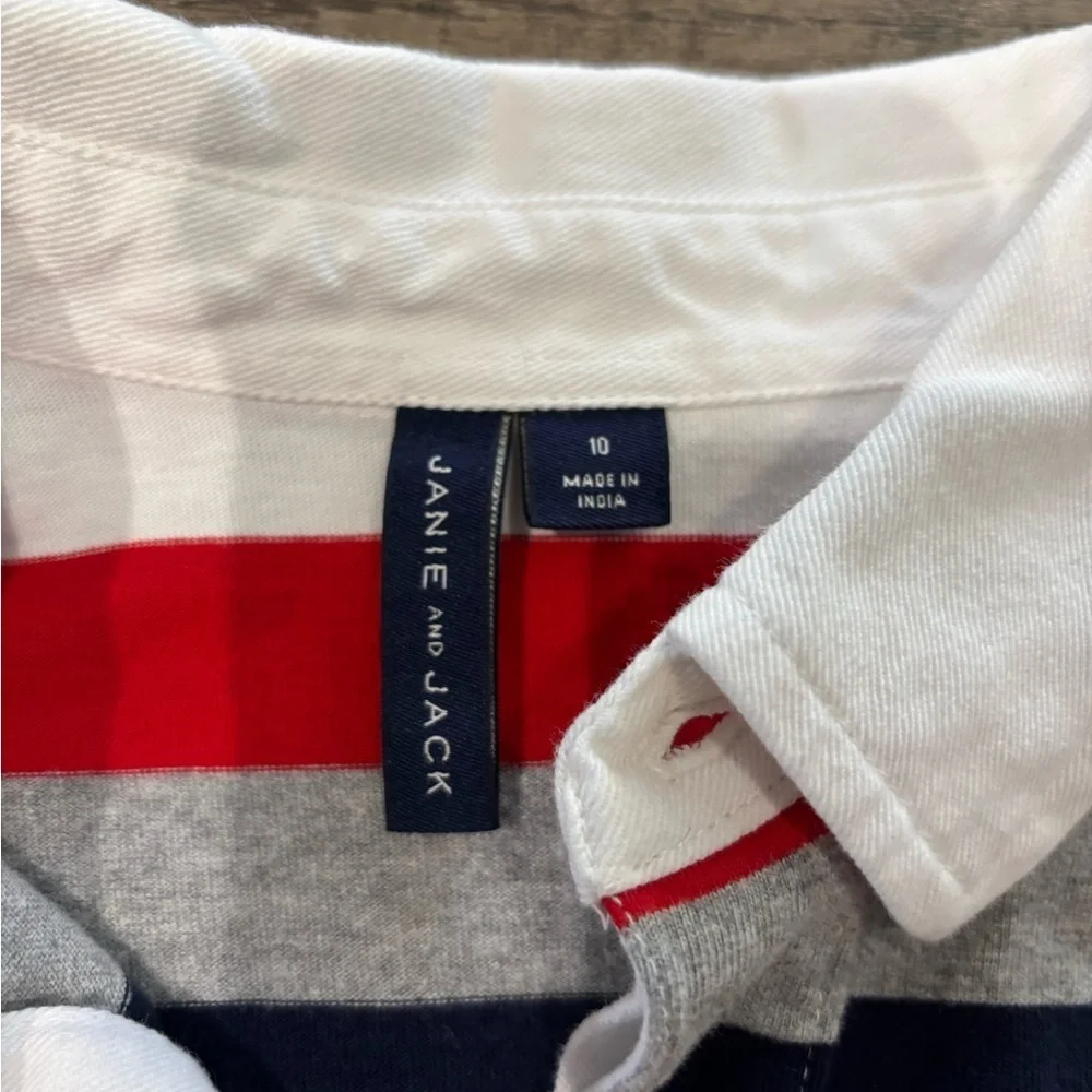 Janie and Jack Striped Red, White, and Blue Kids Long-sleeve Polo Rugby Shirt